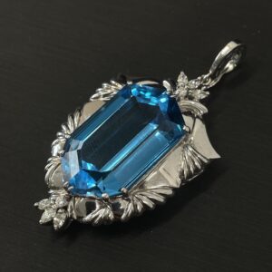 PT900 ブルートパーズ ダイヤモンド ペンダントトップ 買取 高松市