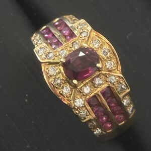 `K18金 ルビー ダイヤモンド リング 買取実績(斜めラインデザイン)