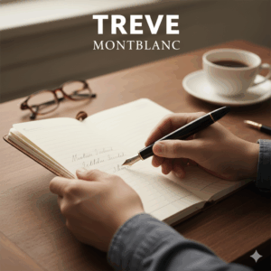Montblanc（モンブラン）の万年筆で手帳に書く様子。高松市内のMONTBLANC買取専門店「TREVE」のイメージ画像。