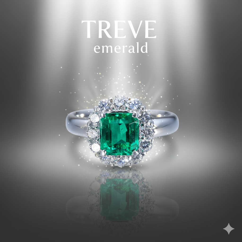 TREVE エメラルド リング ダイヤモンド取り巻き 色石 買取