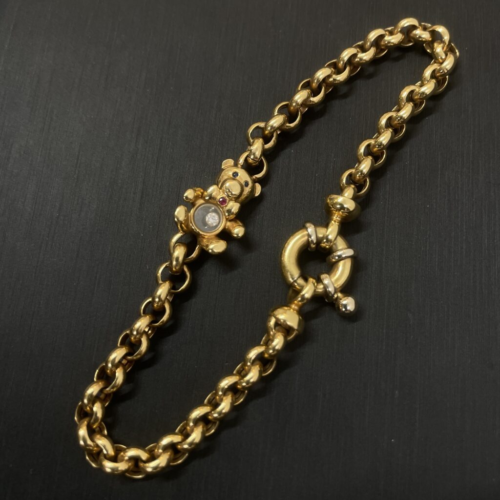 高松でショパール ハッピーダイヤモンド テディベア ブレスレット(750YG)を高価買取！ブランドジュエリー・金の査定なら。