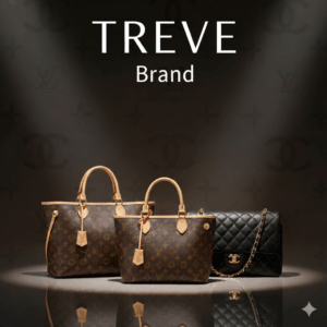 スポットライトに照らされた、ルイ・ヴィトン（Louis Vuitton）のモノグラム柄のトートバッグ2点と、シャネル（CHANEL）のキルティングチェーンバッグが並べられた画像。高松市内のブランド品買取専門店「TREVE」のイメージ。