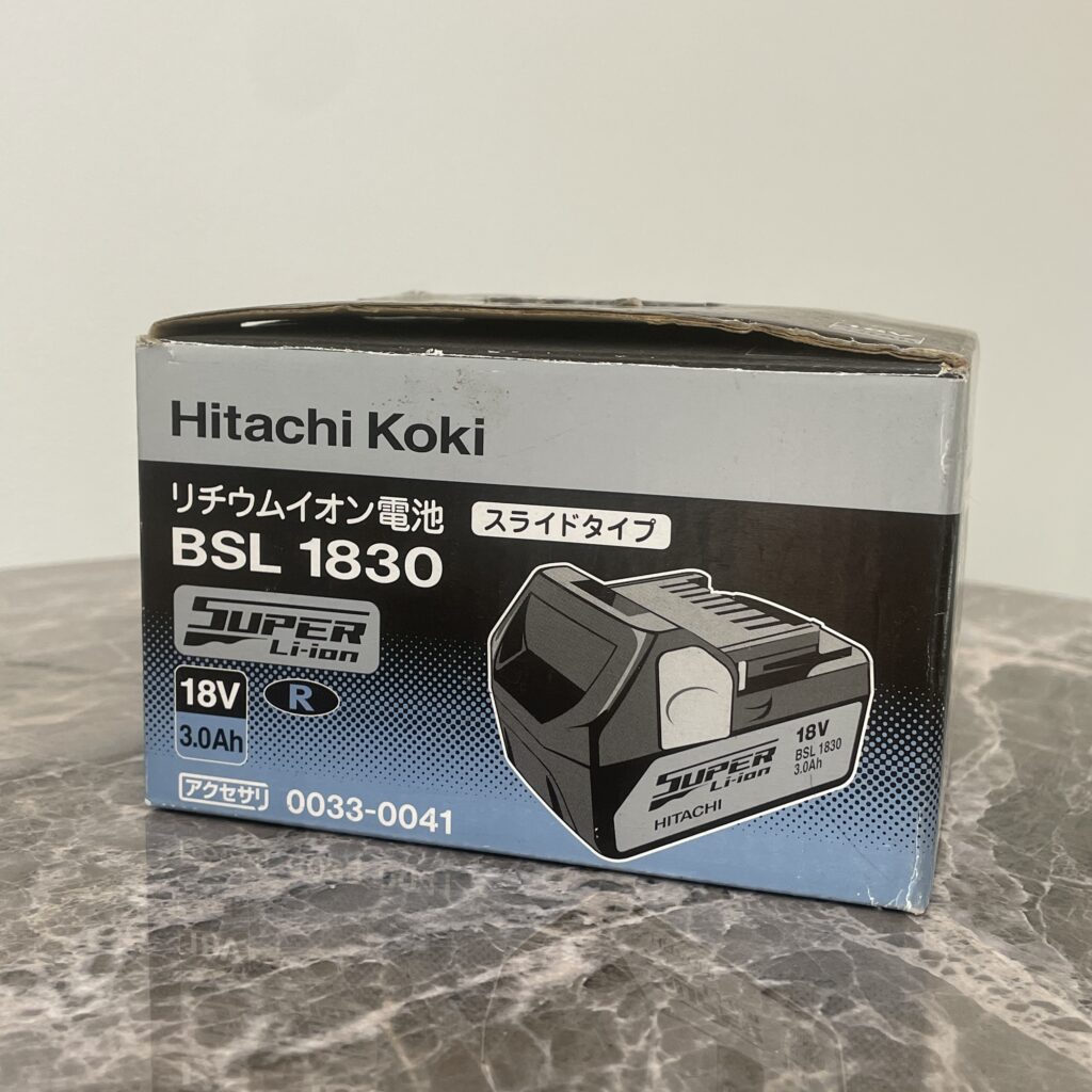 高松市で買取した日立工機（HiKOKI）の純正リチウムイオン電池BSL 1830の箱入り未使用品