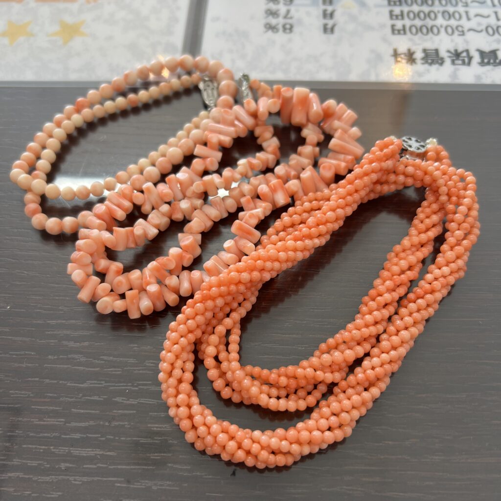 高松市のトレリバで買取したSV珊瑚ネックレスのまとめ。珊瑚・色石高価査定。