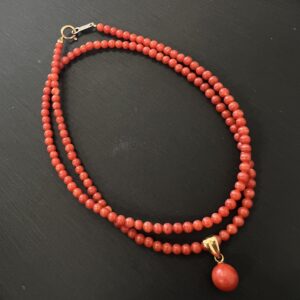 高松市のトレリバで買取したK18金パーツ使用の珊瑚ネックレス。ジュエリー・宝石高価査定。