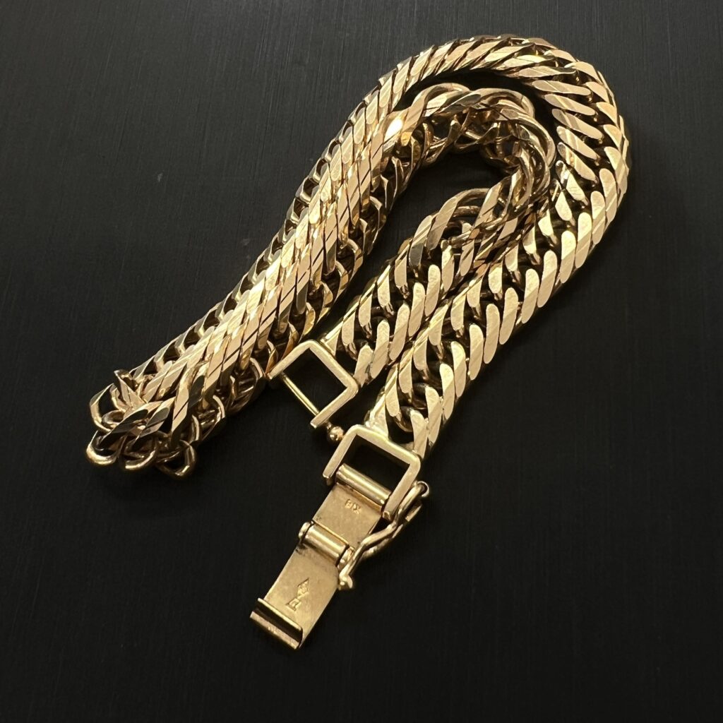 高松市のトレリバで買取したK18喜平ネックレス（2面カット）。管理番号2752。