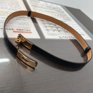 高松市のトレリバで買取したエルメス ケリーベルト 黒 ゴールド金具 美中古品の画像