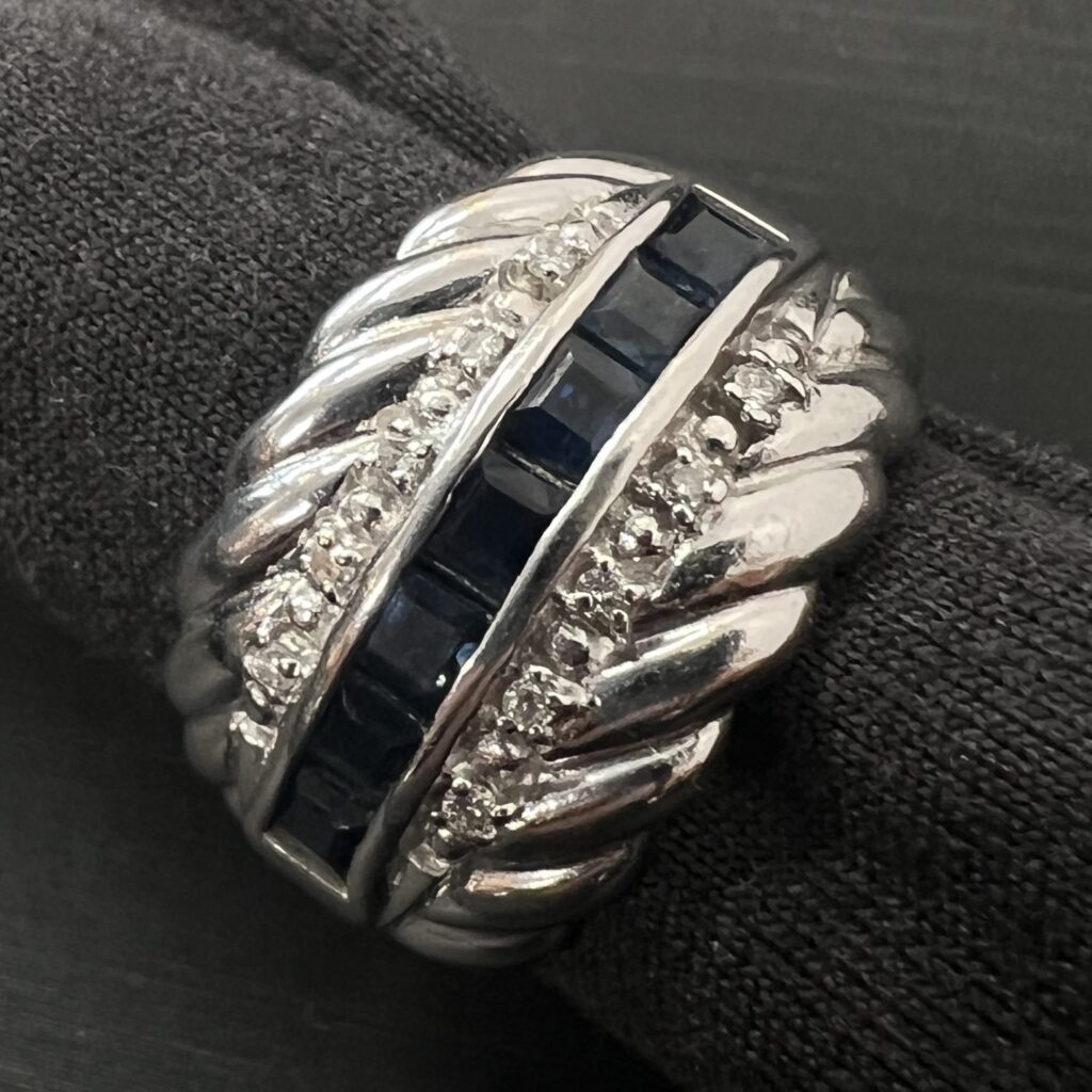 高松市のトレリバで買取したPt850サファイアダイヤモンドデザインリングの画像